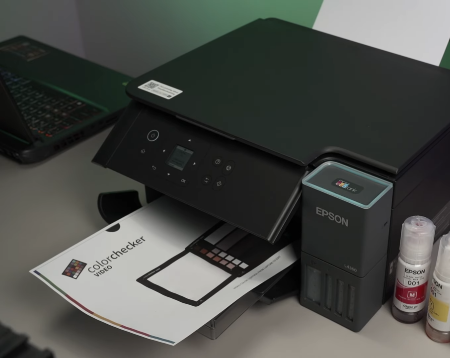 Exemplo de qualidade de impressão em texto e foto na Epson L4360