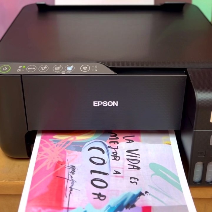 Exemplo de qualidade de impressão de texto e foto na Epson L3250