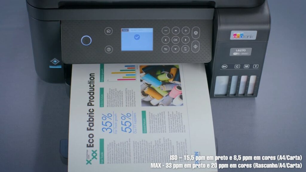 Exemplo de qualidade de impressão de documento na Epson L6270
